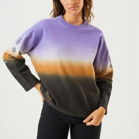 Sample NWT Afends Fixative Hemp Women's Plum Purple Crew Neck Sweater Size Small - Picture 8 of 9